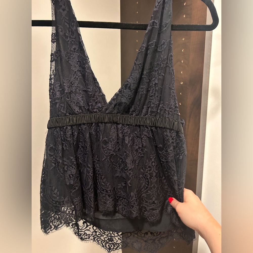 Free People Babydoll Black Lace Halter Top